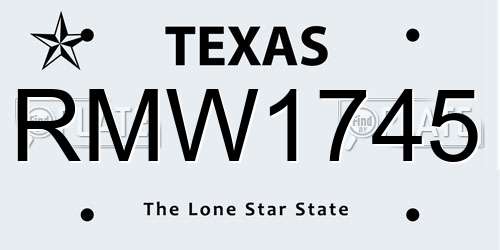 RMW1745 Texas License Plate