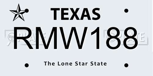 RMW188 Texas License Plate