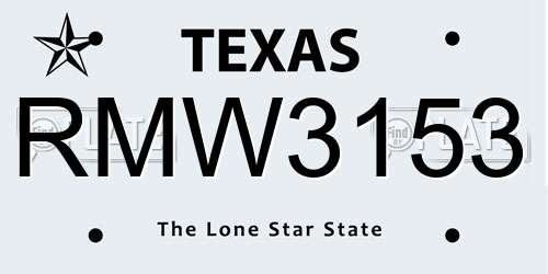 RMW3153 Texas License Plate