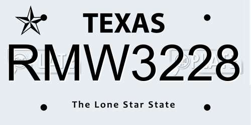 RMW3228 Texas License Plate