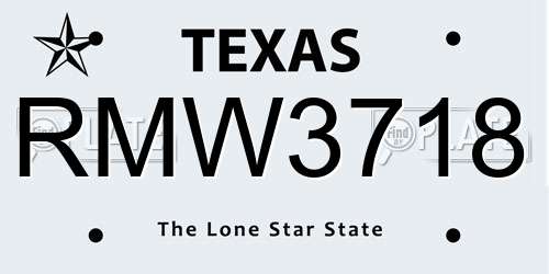 RMW3718 Texas License Plate