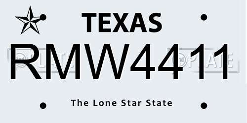 RMW4411 Texas License Plate