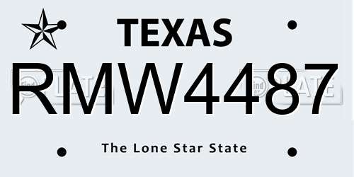 RMW4487 Texas License Plate