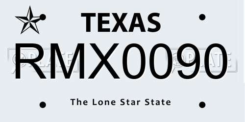RMX0090 Texas License Plate
