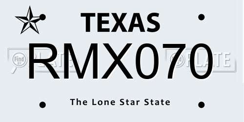 RMX070 Texas License Plate