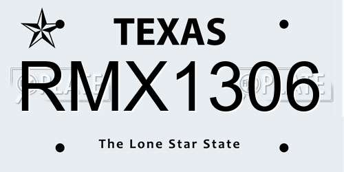 RMX1306 Texas License Plate