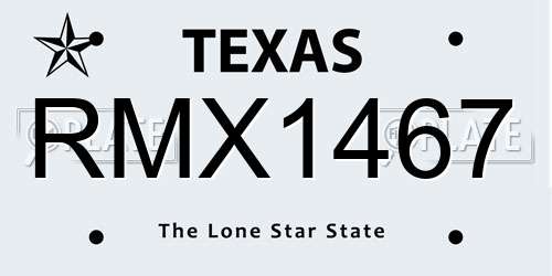 RMX1467 Texas License Plate