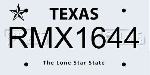 RMX1644 Texas License Plate