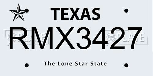 RMX3427 Texas License Plate