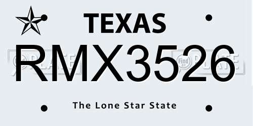 RMX3526 Texas License Plate