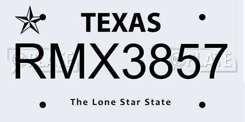 RMX3857 Texas License Plate