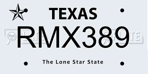 RMX389 Texas License Plate