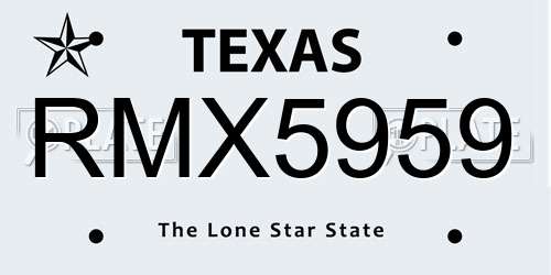 RMX5959 Texas License Plate