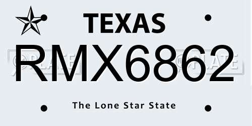 RMX6862 Texas License Plate