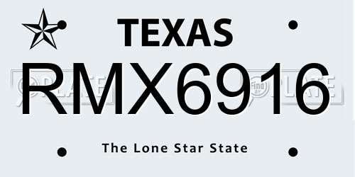 RMX6916 Texas License Plate