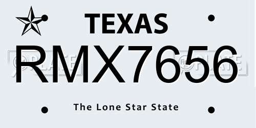 RMX7656 Texas License Plate