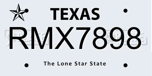 RMX7898 Texas License Plate