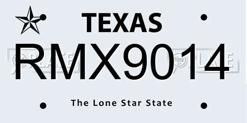 RMX9014 Texas License Plate