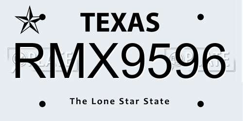 RMX9596 Texas License Plate