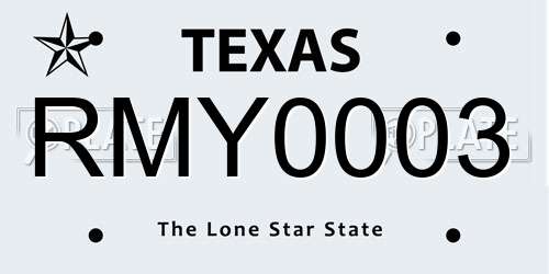 RMY0003 Texas License Plate