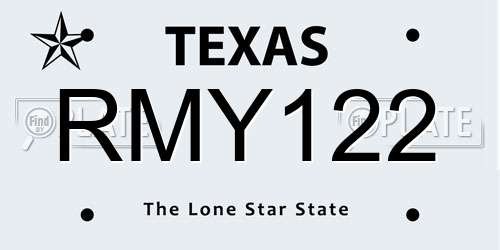RMY122 Texas License Plate