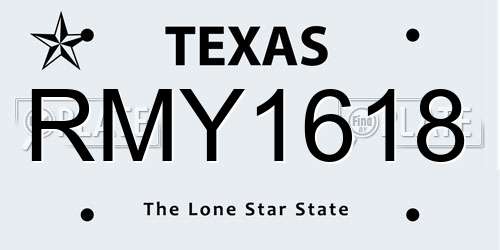 RMY1618 Texas License Plate