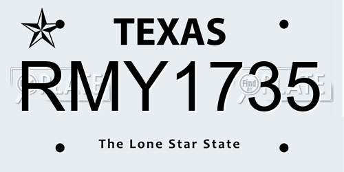 RMY1735 Texas License Plate
