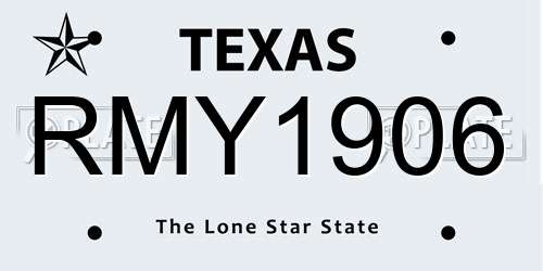 RMY1906 Texas License Plate