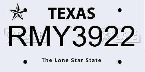 RMY3922 Texas License Plate