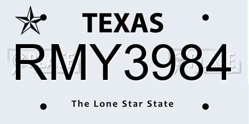 RMY3984 Texas License Plate