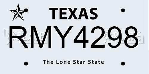 RMY4298 Texas License Plate