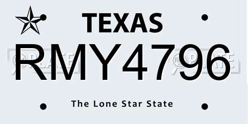 RMY4796 Texas License Plate