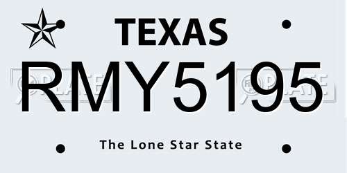RMY5195 Texas License Plate