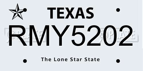 RMY5202 Texas License Plate