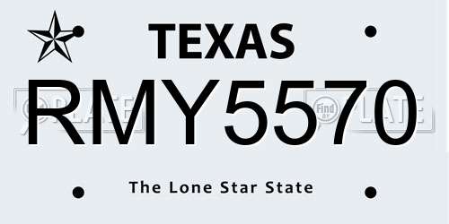 RMY5570 Texas License Plate