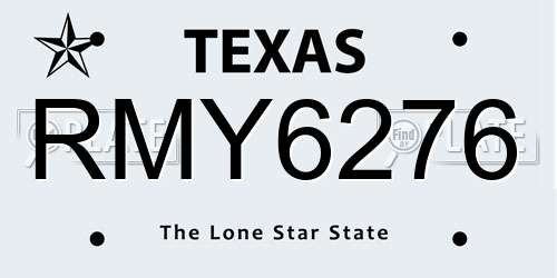 RMY6276 Texas License Plate