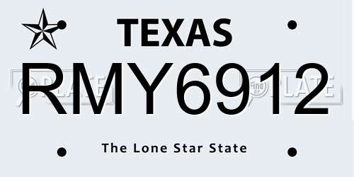 RMY6912 Texas License Plate
