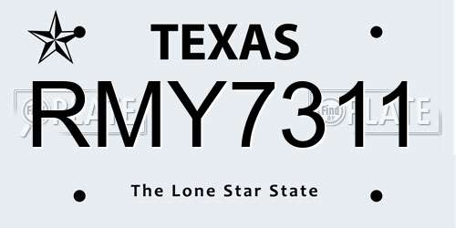RMY7311 Texas License Plate