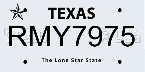 RMY7975 Texas License Plate