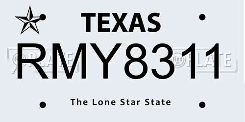 RMY8311 Texas License Plate