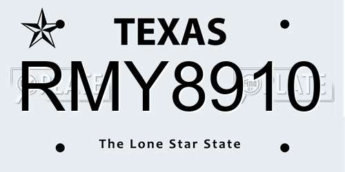 RMY8910 Texas License Plate