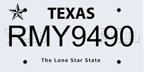 RMY9490 Texas License Plate