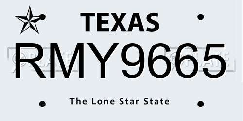 RMY9665 Texas License Plate