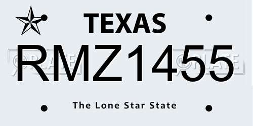 RMZ1455 Texas License Plate
