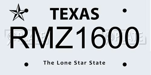 RMZ1600 Texas License Plate