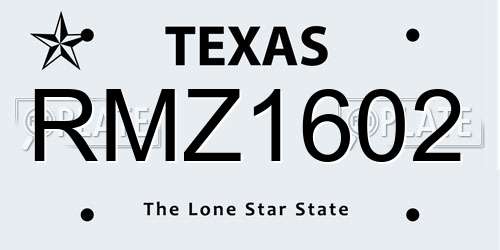 RMZ1602 Texas License Plate