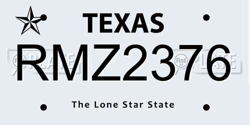 RMZ2376 Texas License Plate