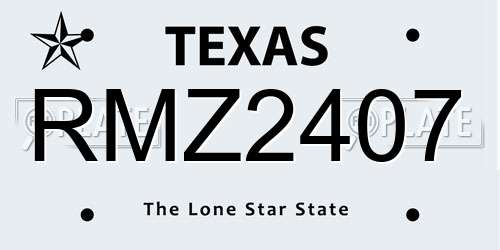 RMZ2407 Texas License Plate