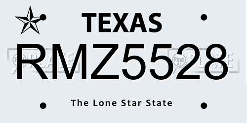 RMZ5528 Texas License Plate