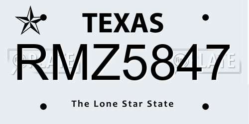 RMZ5847 Texas License Plate